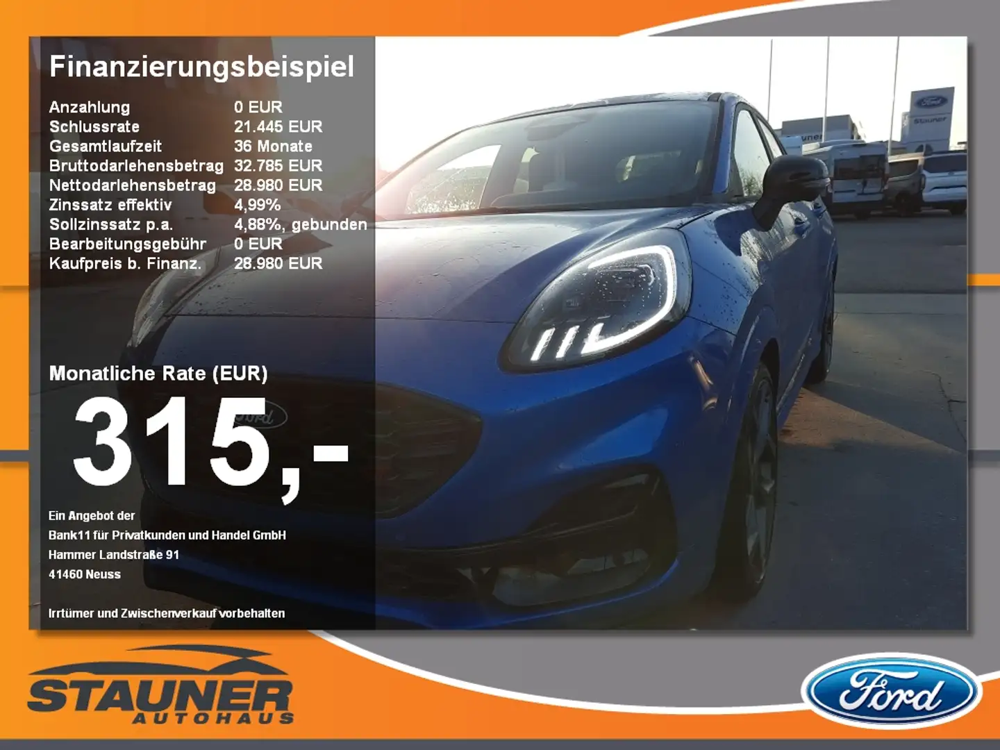 Ford Puma ST 1.0l EcoBoost MHEV Heckklappe elektrisch Blau - 1