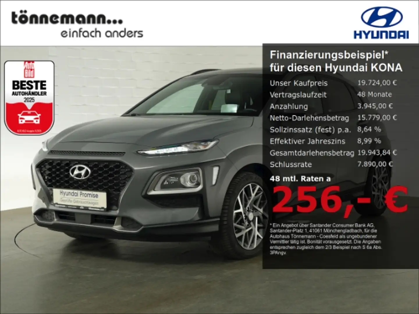 Hyundai KONA HEV ADVANTAGE PLUS DCT+VOLL LED+NAVI+RÜCKFAHRKAMER Grijs - 1