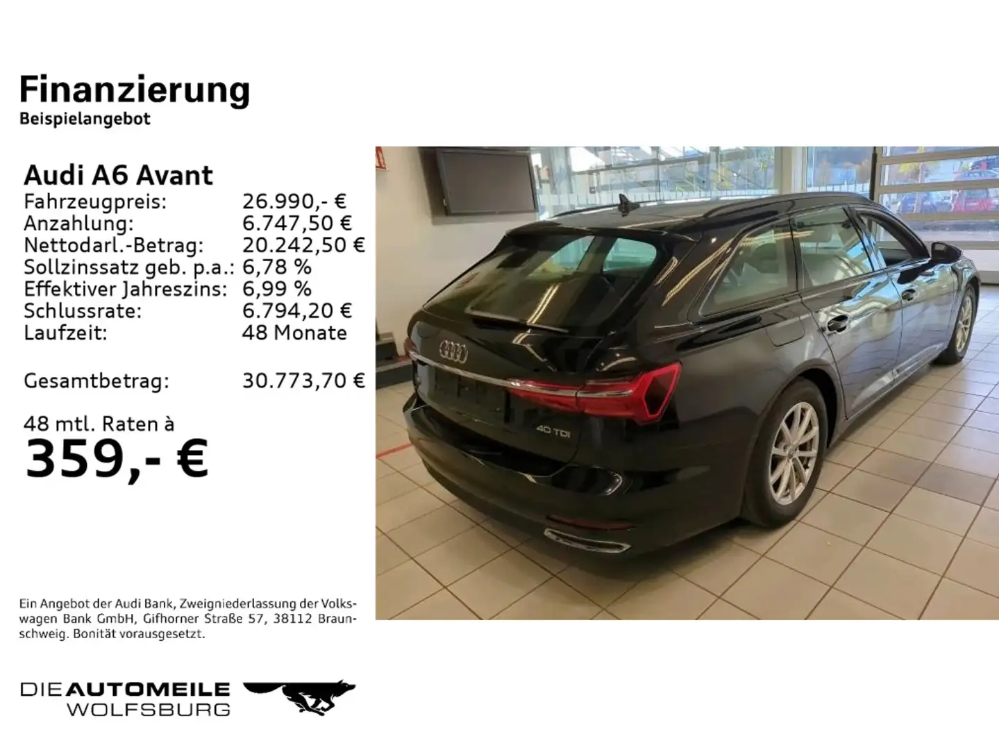 Audi A6 40TDI S tronic LEDER/AHK/NAVI/LED Schwarz - 2