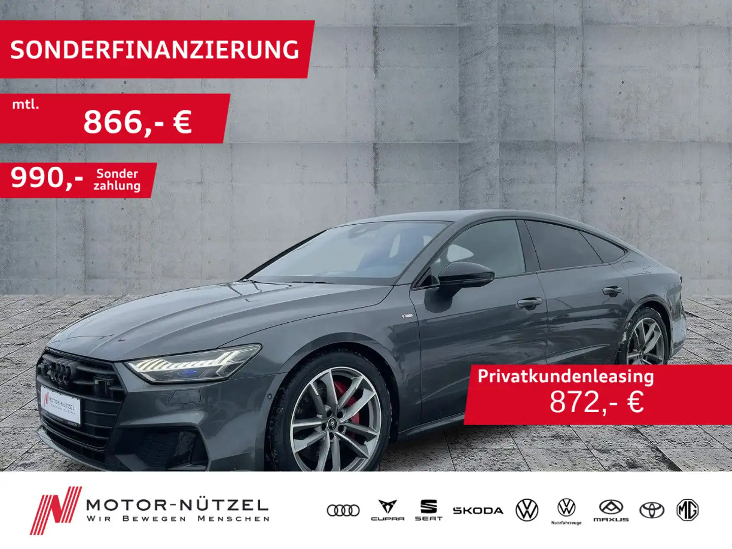 Audi A7 55 TFSI e QU S-LINE MATRIX+NAVI+B&O Gris - 1