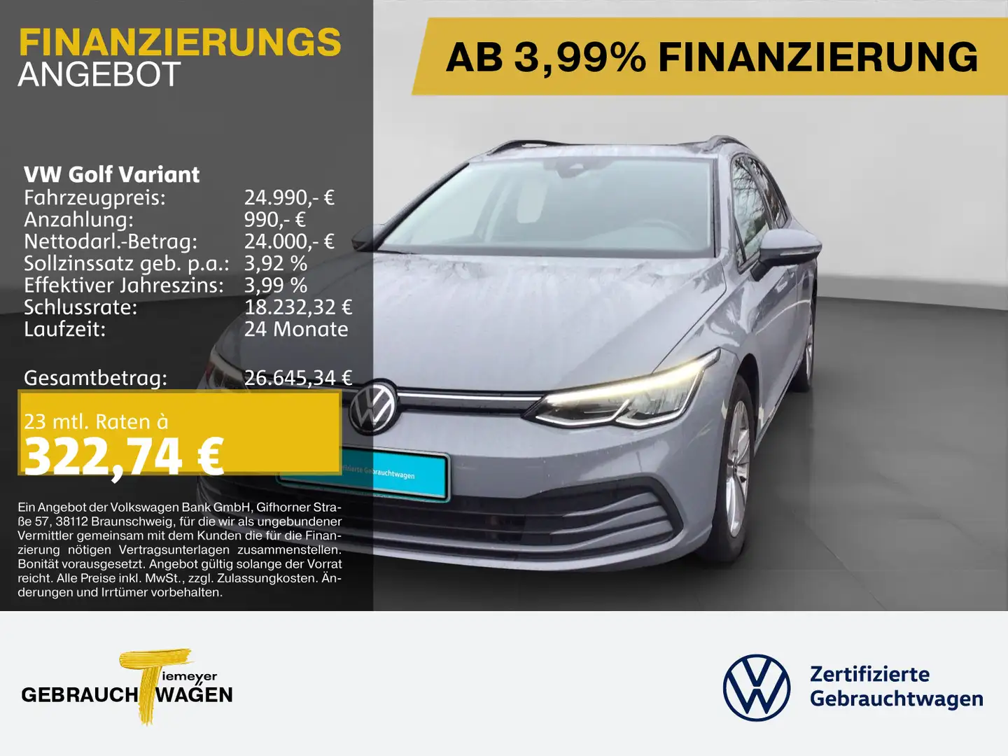 Volkswagen Golf Variant 2.0 TDI PANO KAMERA eERGO-SITZ ASSI Grau - 1