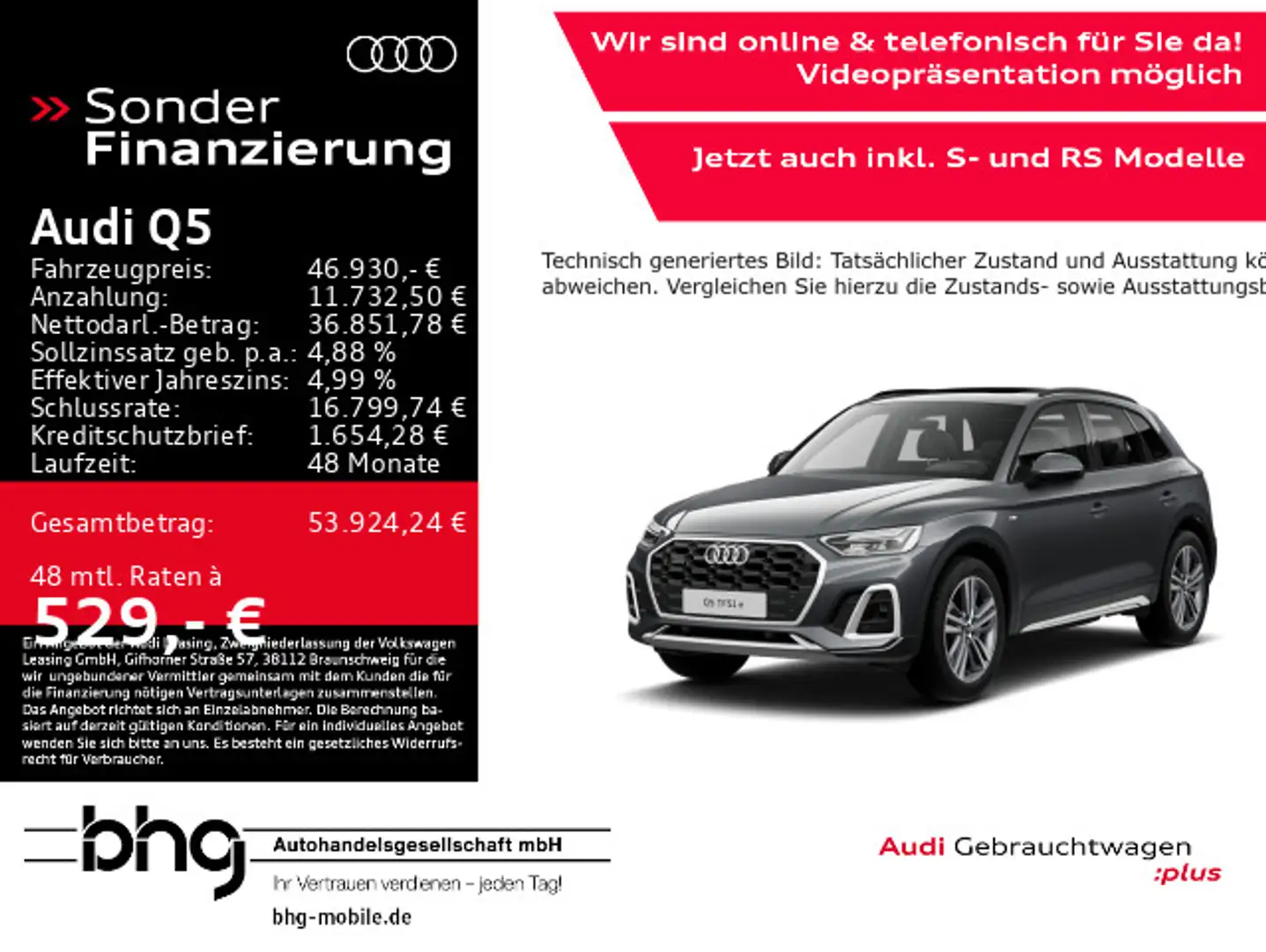 Audi Q5 50 TFSIe quattro S tronic S line Grau - 1