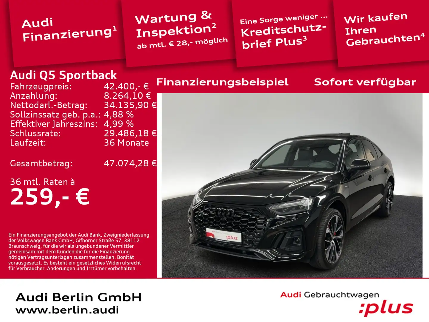 Audi Q5 40 TDI S line qu.S tr. AHK STDHZG Schwarz - 1