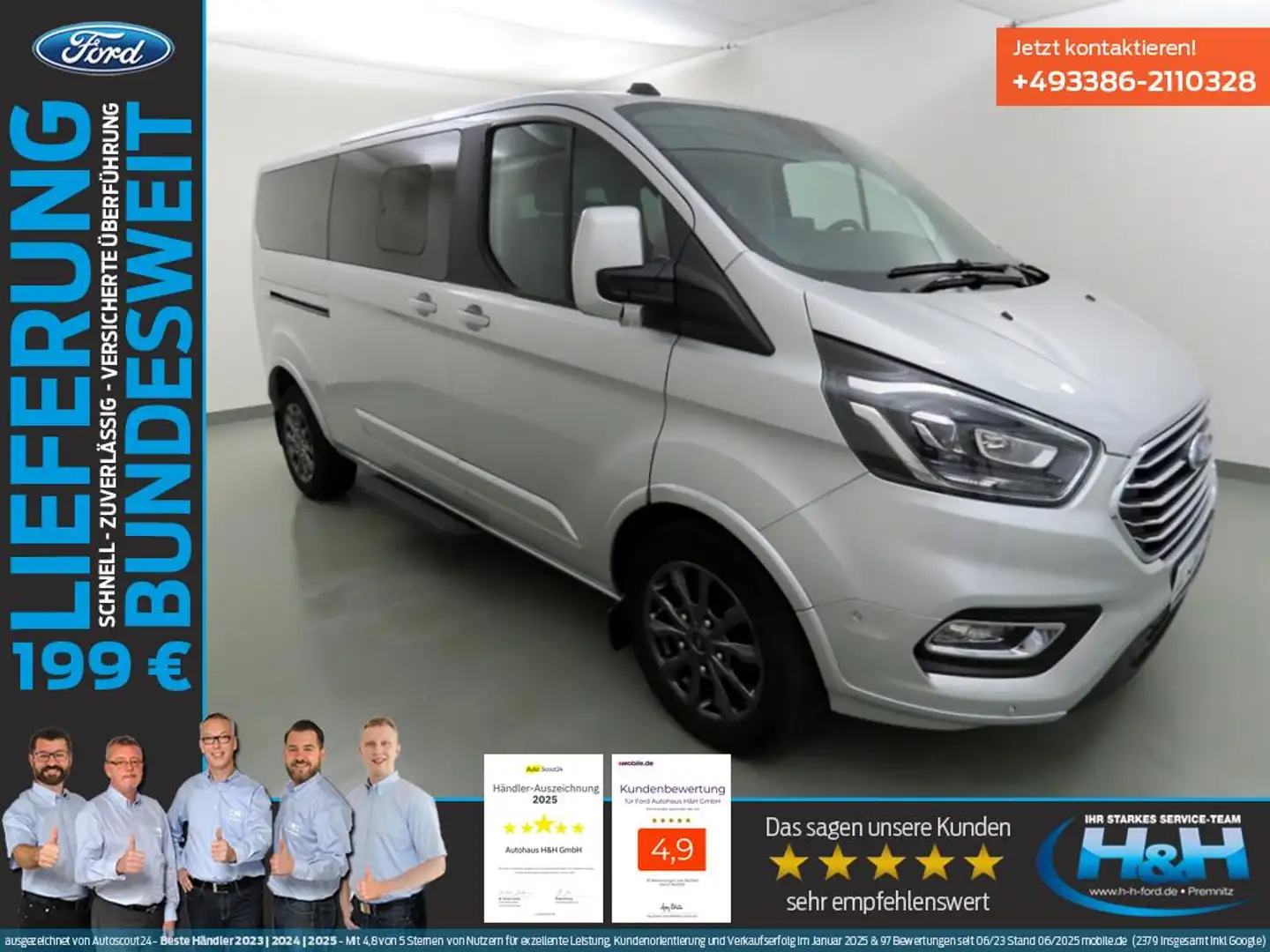Ford Tourneo Custom 2.0 L2 Titanium X iACC+SHZ Stříbrná - 1