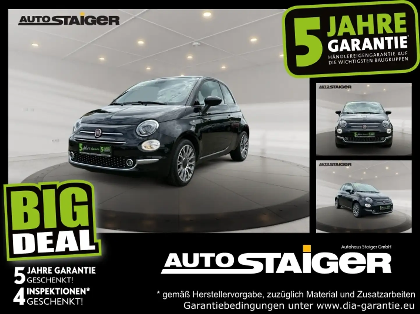 Fiat 500 1.2 8V S&S Star Pano+SD+LM+PDC+Facelift+AUT Schwarz - 1