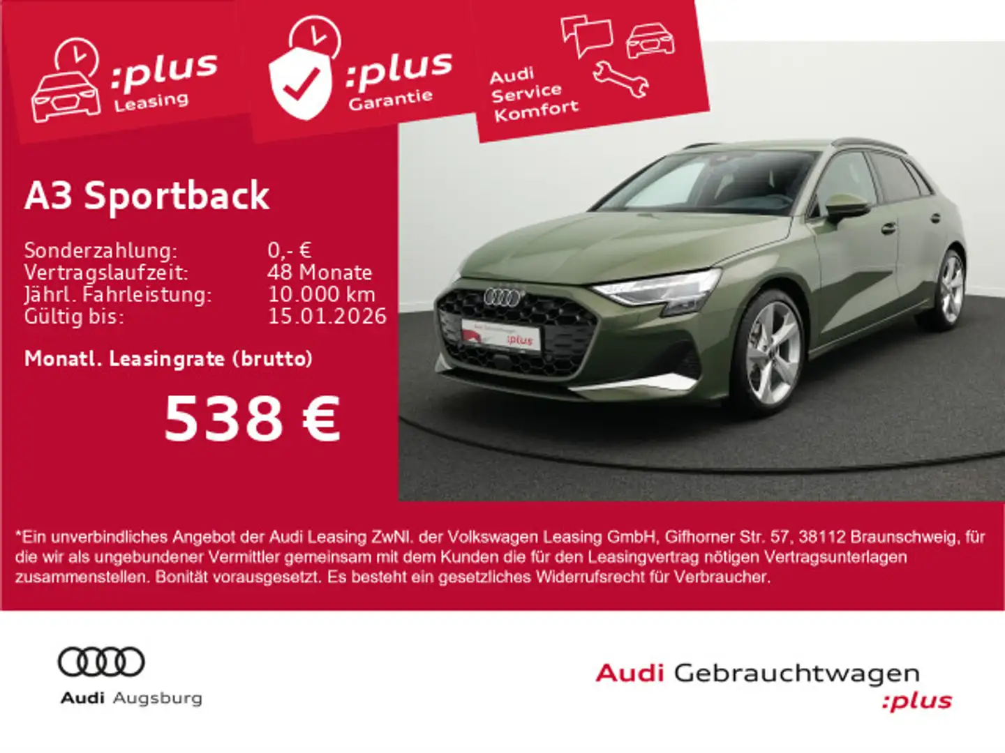 Audi A3 advanced 35 TDI *AHK*HdUp*8-fach* Grün - 1