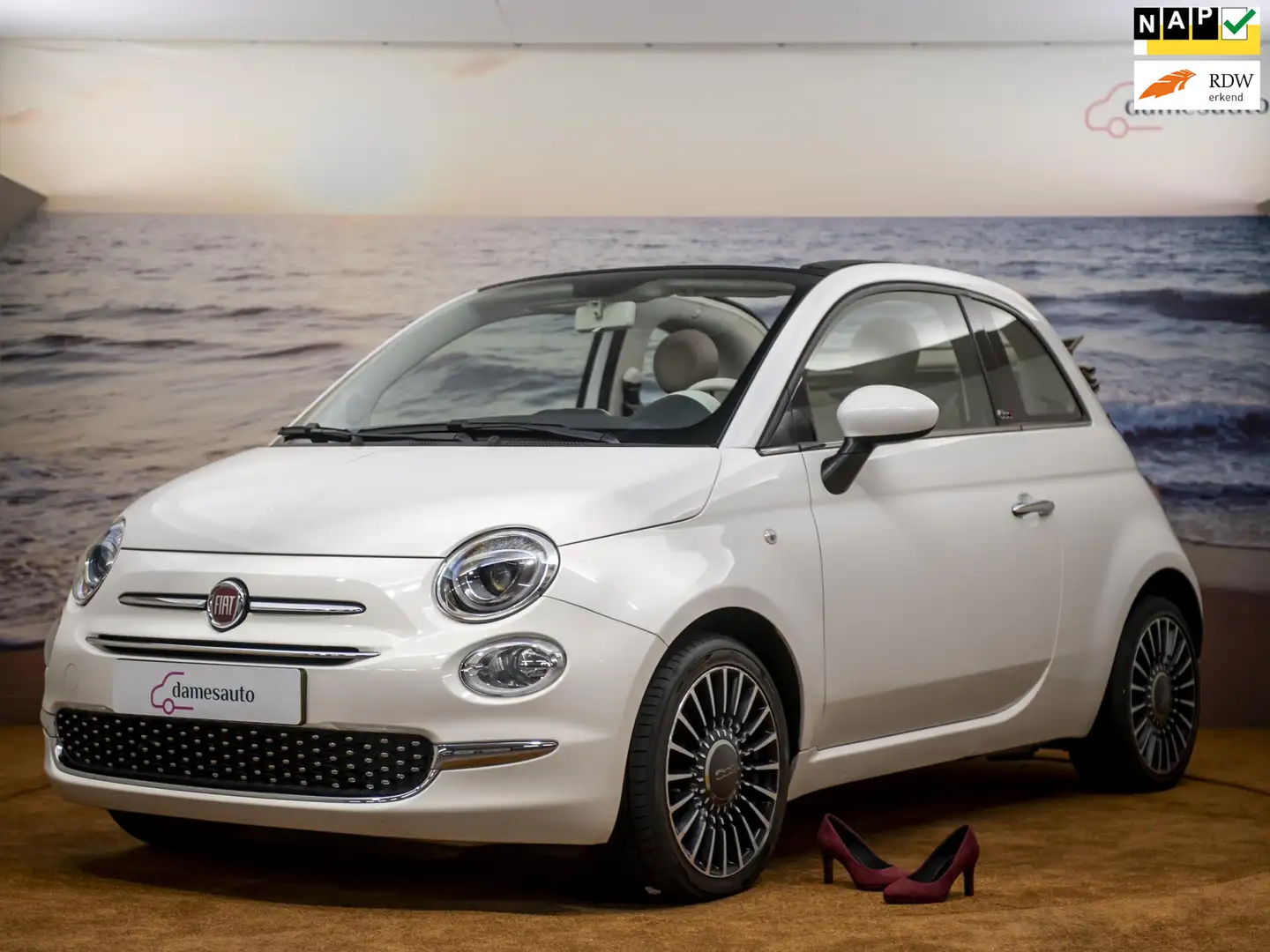 Fiat 500C 0.9 volledig leer, Automaat, Nav, NAP, Incl garant Wit - 1