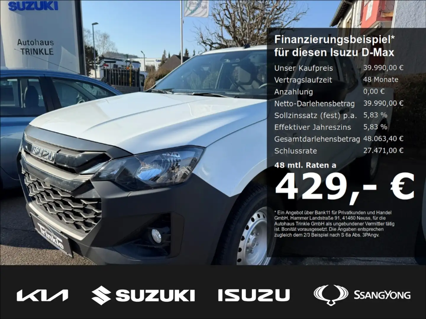 Isuzu D-Max Space Cab 4x4 L A/T Sperrdiff. Apple CarPlay Andro White - 1
