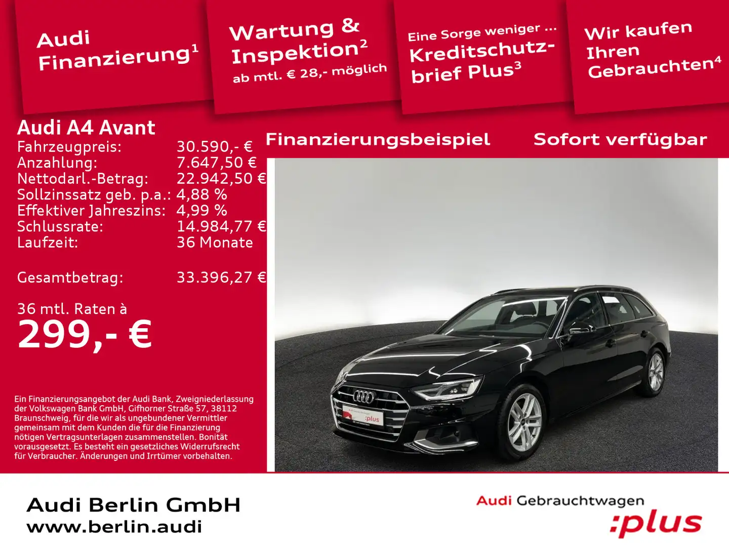 Audi A4 Advanced 35 TDI S tr. NAVI AHK RFK PDC Schwarz - 1
