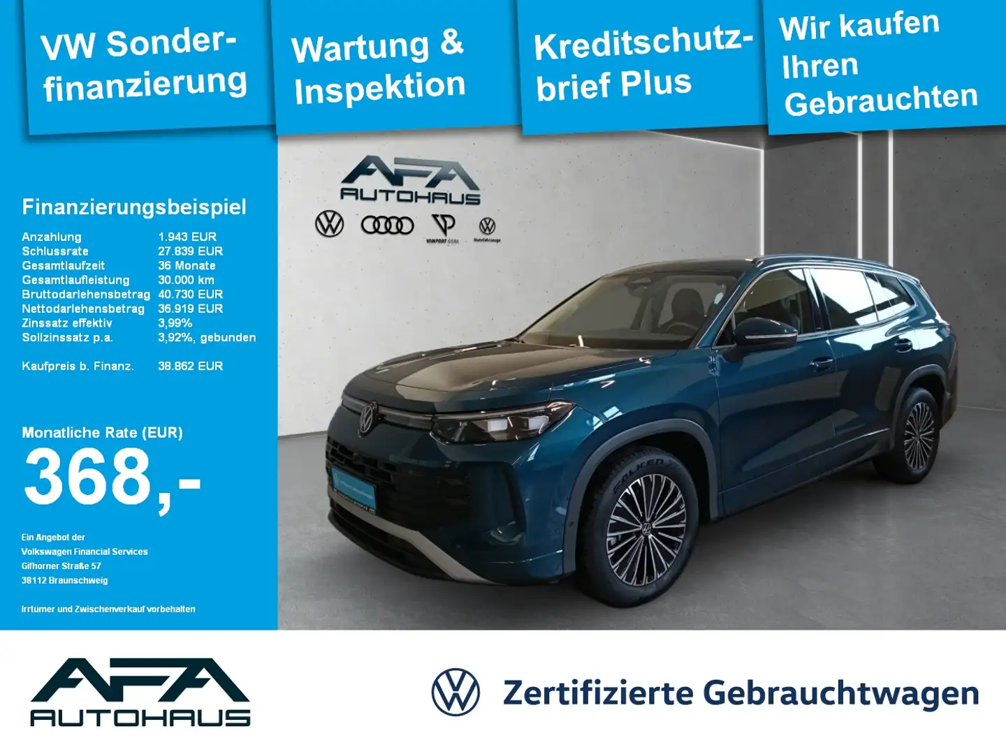 Volkswagen Tayron 1.5 eTSI Life DSG 7Sitze*AHK*Matrix*Navi Blau - 1