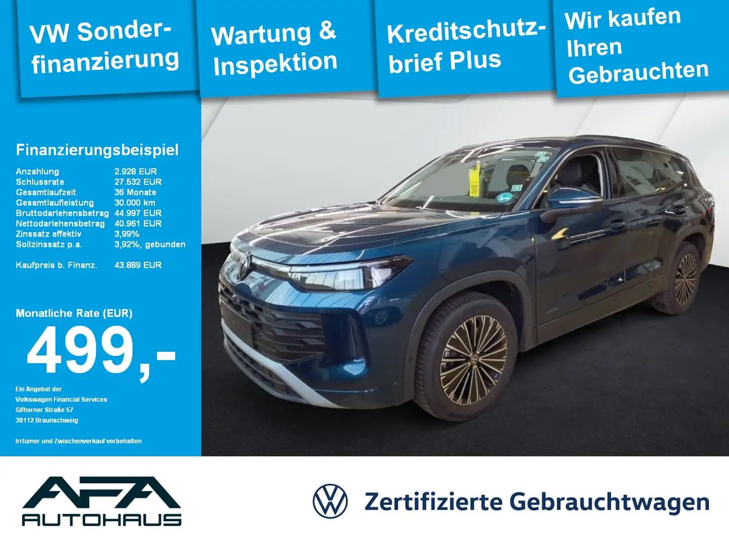 Volkswagen Tayron 1.5 eTSI Life DSG 7Sitze*AHK*Matrix*Navi Blau - 1