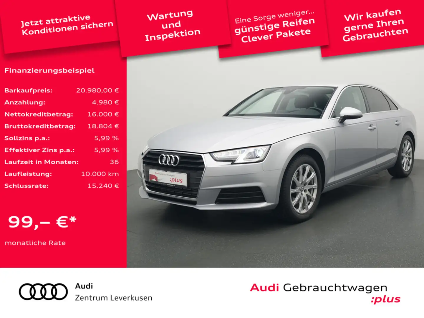 Audi A4 LEDER NAVI AHK PDC SHZ XENON Schwarz - 1