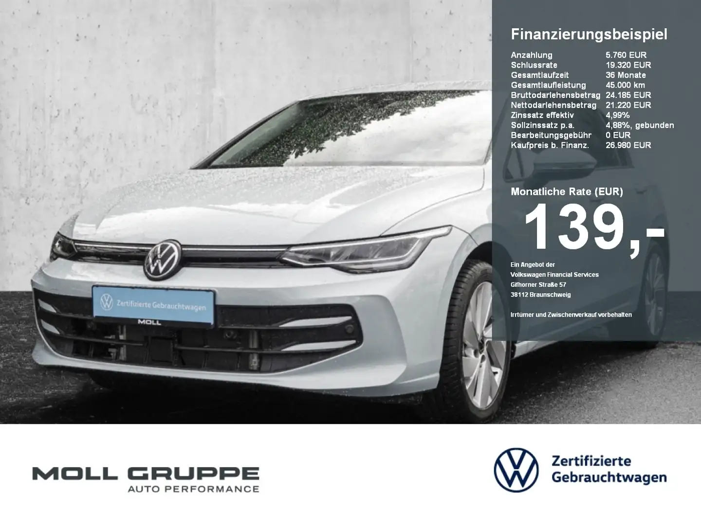 Volkswagen Golf 1.5 eTSI DSG Life LED ACC FLA PDC DYNLI LM Blau - 1