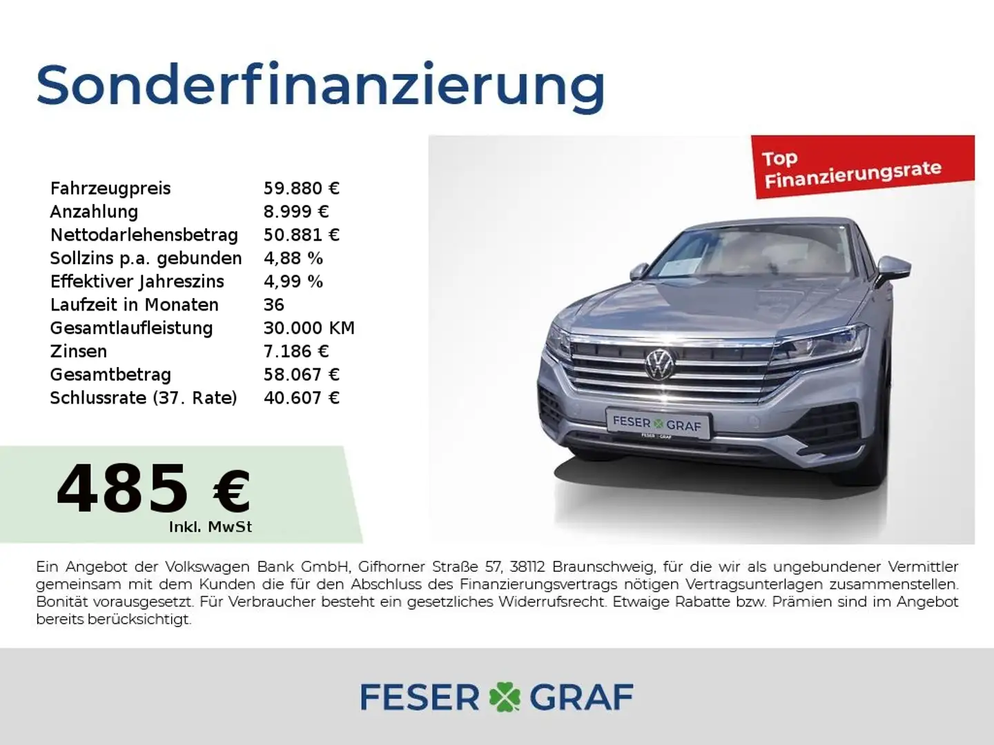 Volkswagen Touareg V6 TDI 210 KW 4-M AHK Kamera Leder Silber - 1