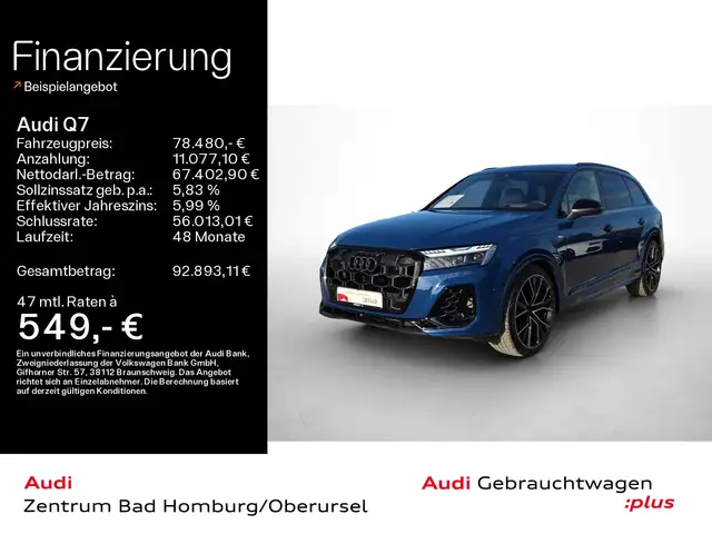 Audi Q7 60 TFSIe qu 2x S line tip*Air*B&O*HUD*Pano*HD