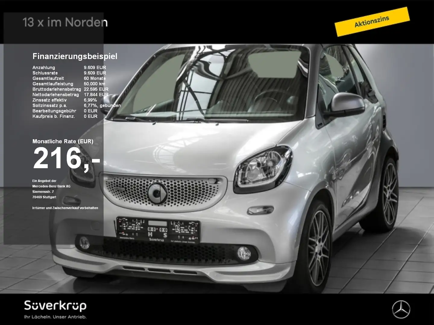 smart forTwo BRABUS  cabrio 80 kW SPUR JBL SOUND SHZ Argent - 1