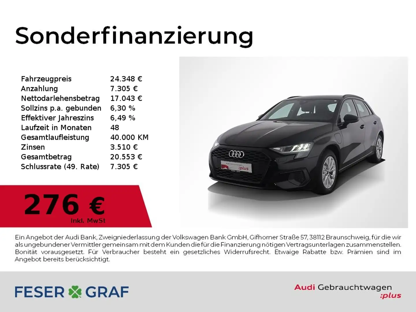 Audi A3 40 TFSI e S tronic Navi,AHK,Leder Schwarz - 1