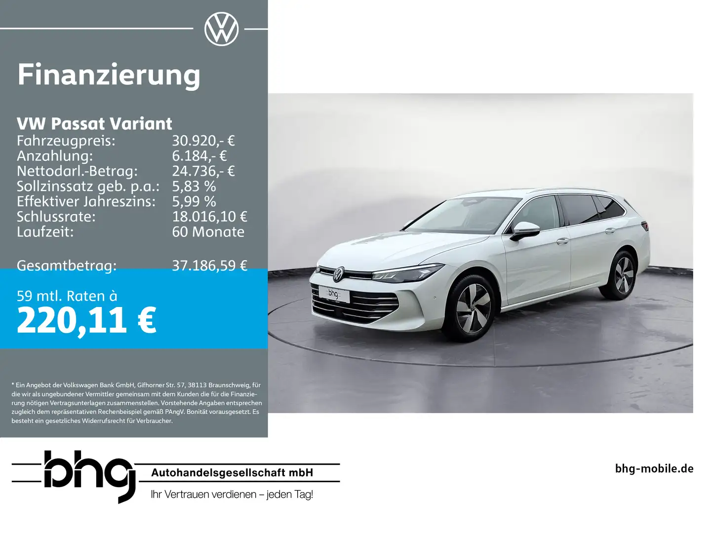 Volkswagen Passat Variant 1.5 e-TSI OPF DSG Business AHK Tr Weiß - 1