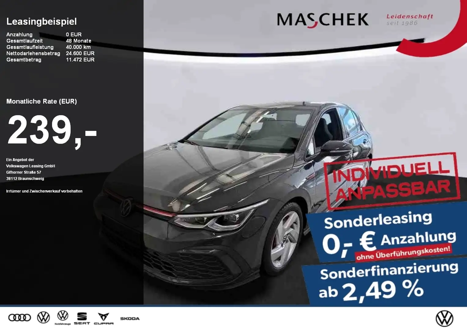 Volkswagen Golf GTI *Sonderleasing* 2.0 TSI PDC LED LED PDC Grau - 1