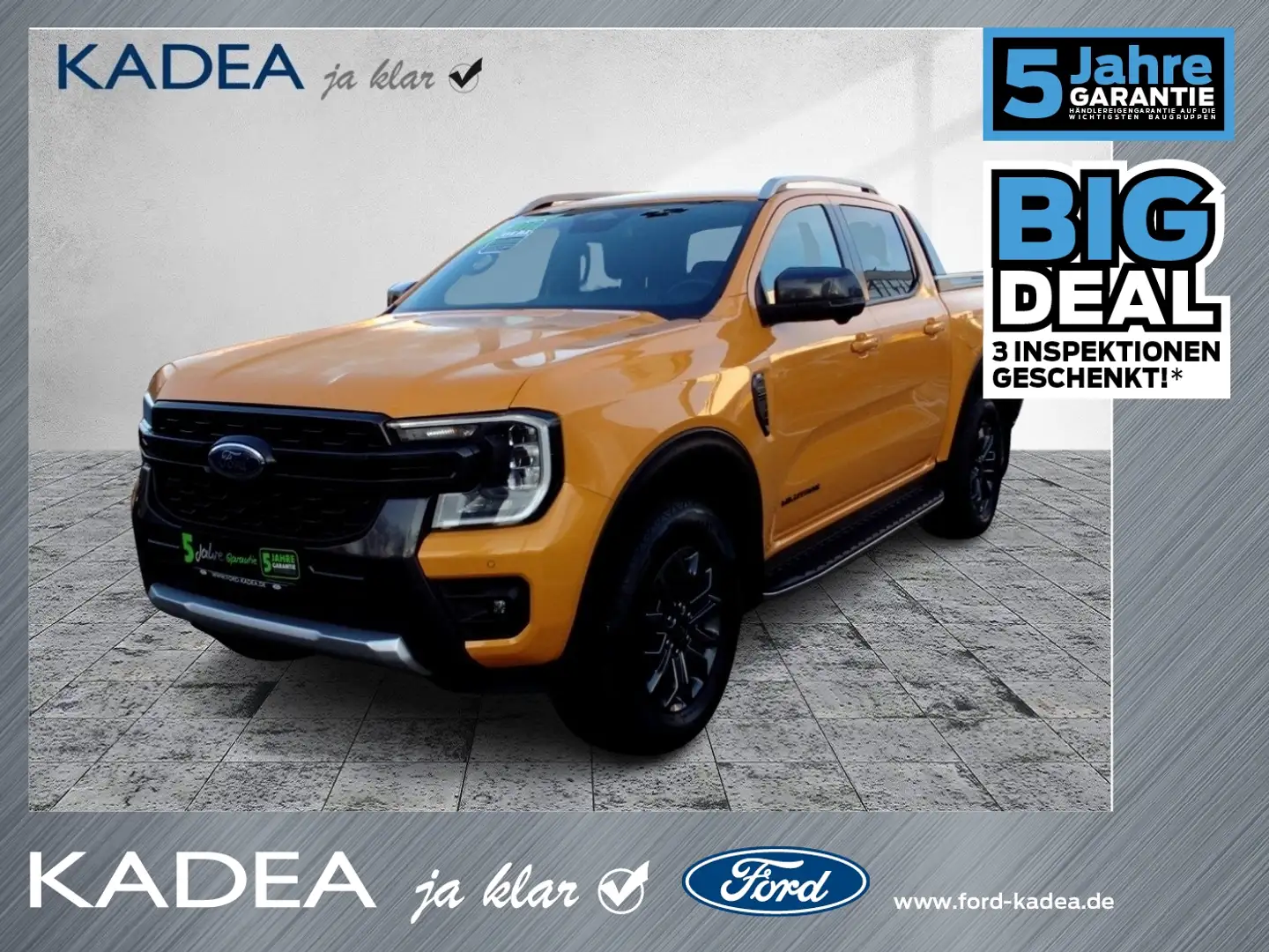 Ford Ranger Wildtrak DoKa LED+KAM+eROLLO+NAV+ACC+AHL Portocaliu - 1