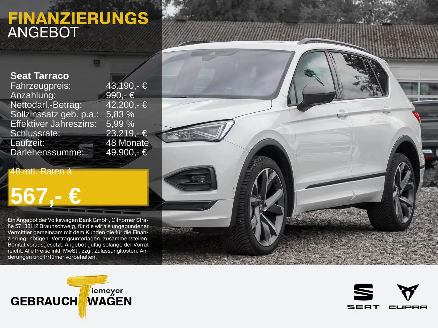 SEAT Tarraco TSI FR PANO LM20 NAVI Weiß - 1