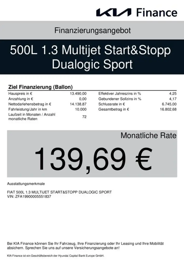 Fiat 500 500L 1.3 Multijet Start&Stopp Dualogic Sport Grau - 2