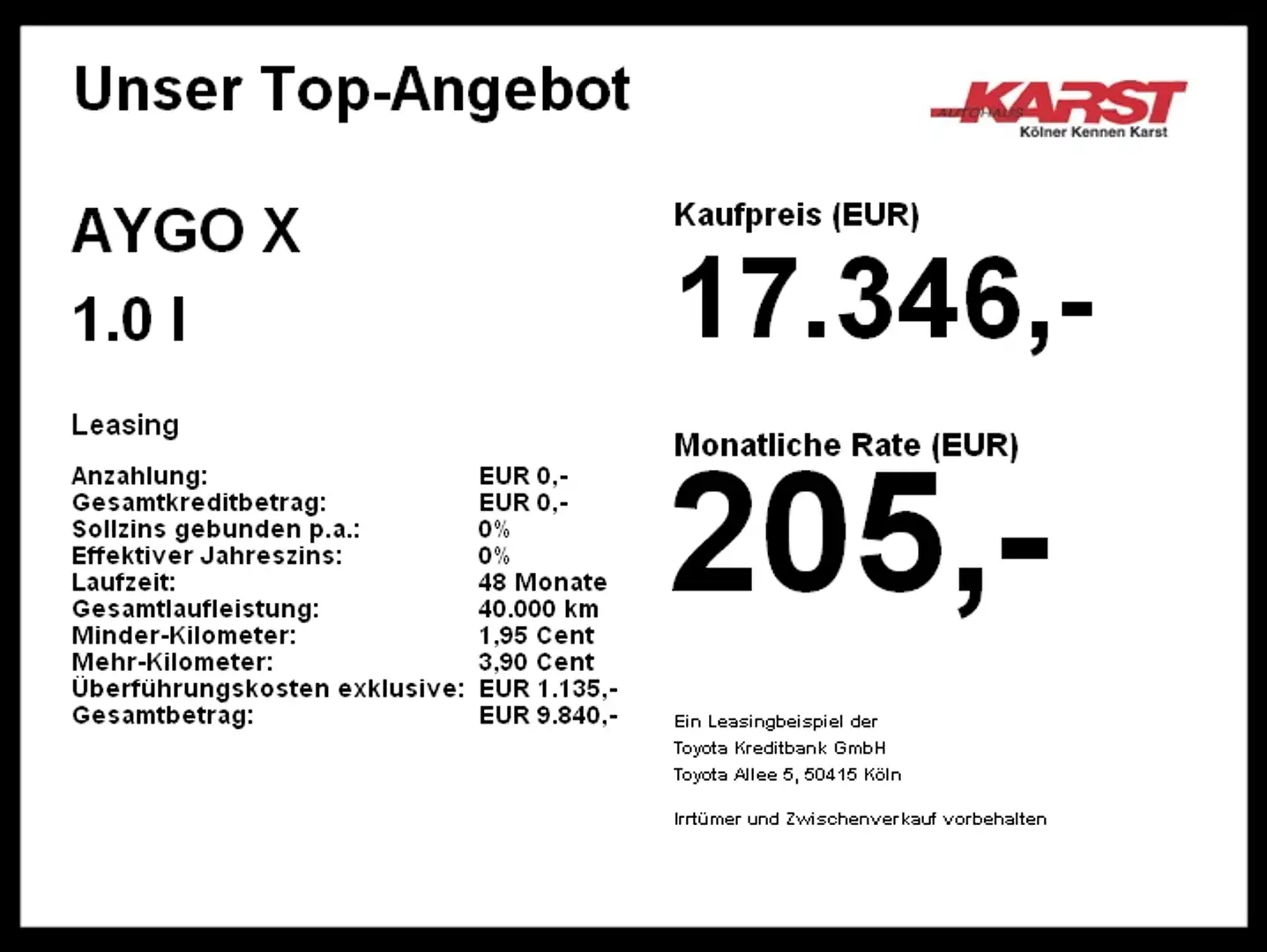 Toyota Aygo X 1.0 l Play CVT ''Sofort''Apple/Android Weiß - 2