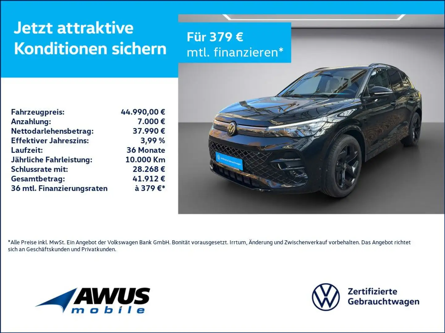 Volkswagen Tiguan 2.0TDI DSG R-Line AHK Schwarz - 1