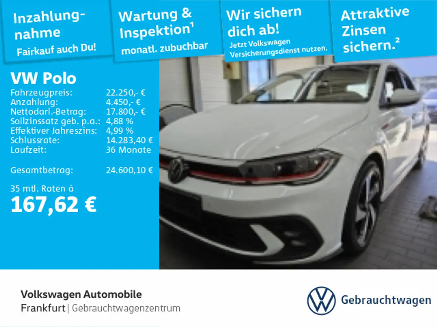 Volkswagen Polo 2.0 TSI DSG GTI Navi IQ.Light DAB+ FrontAss Weiß - 1