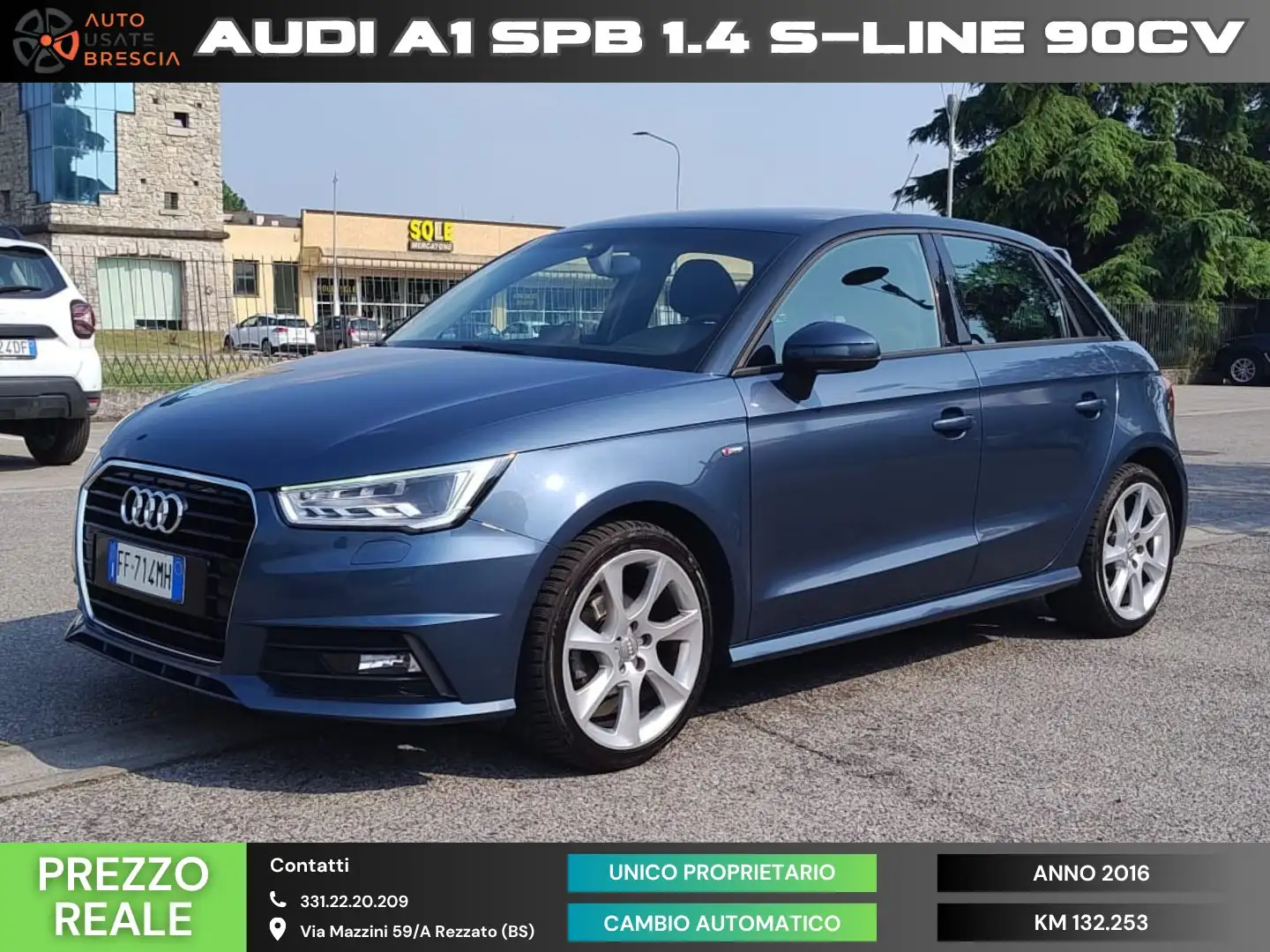 Audi A1 SPB 1.4 TDI E6 S tronic S-LINE 90 Cv *Unico Prop.* Blu/Azzurro - 2