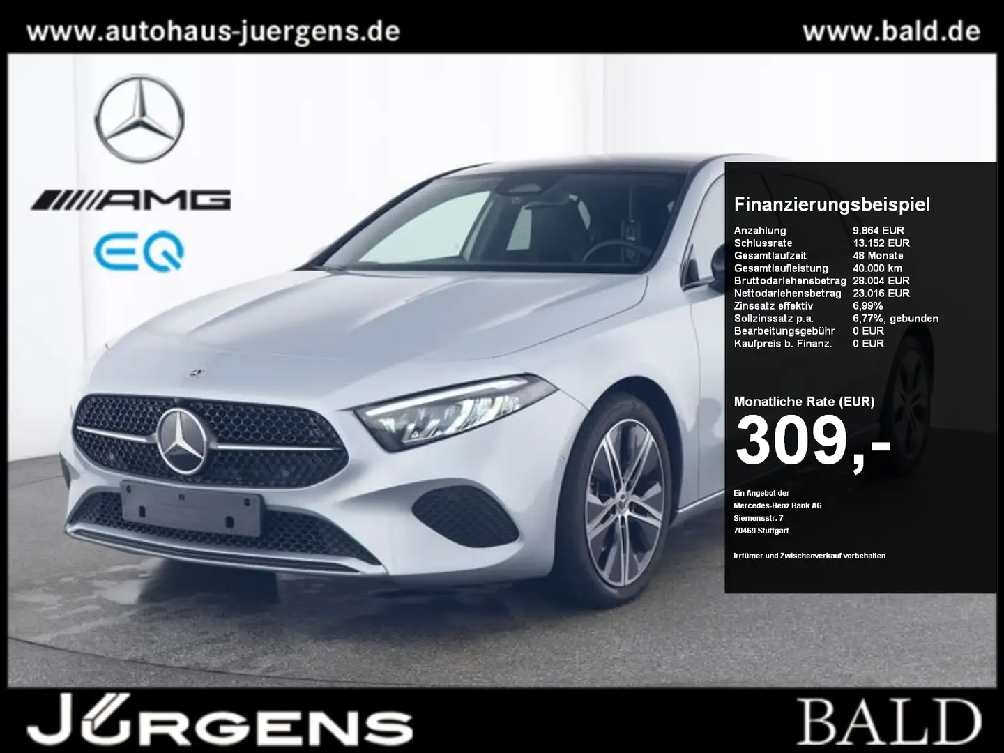 Mercedes-Benz A 200 Progressive/LED/Cam/Pano/Leder/Night/18' Silber - 1