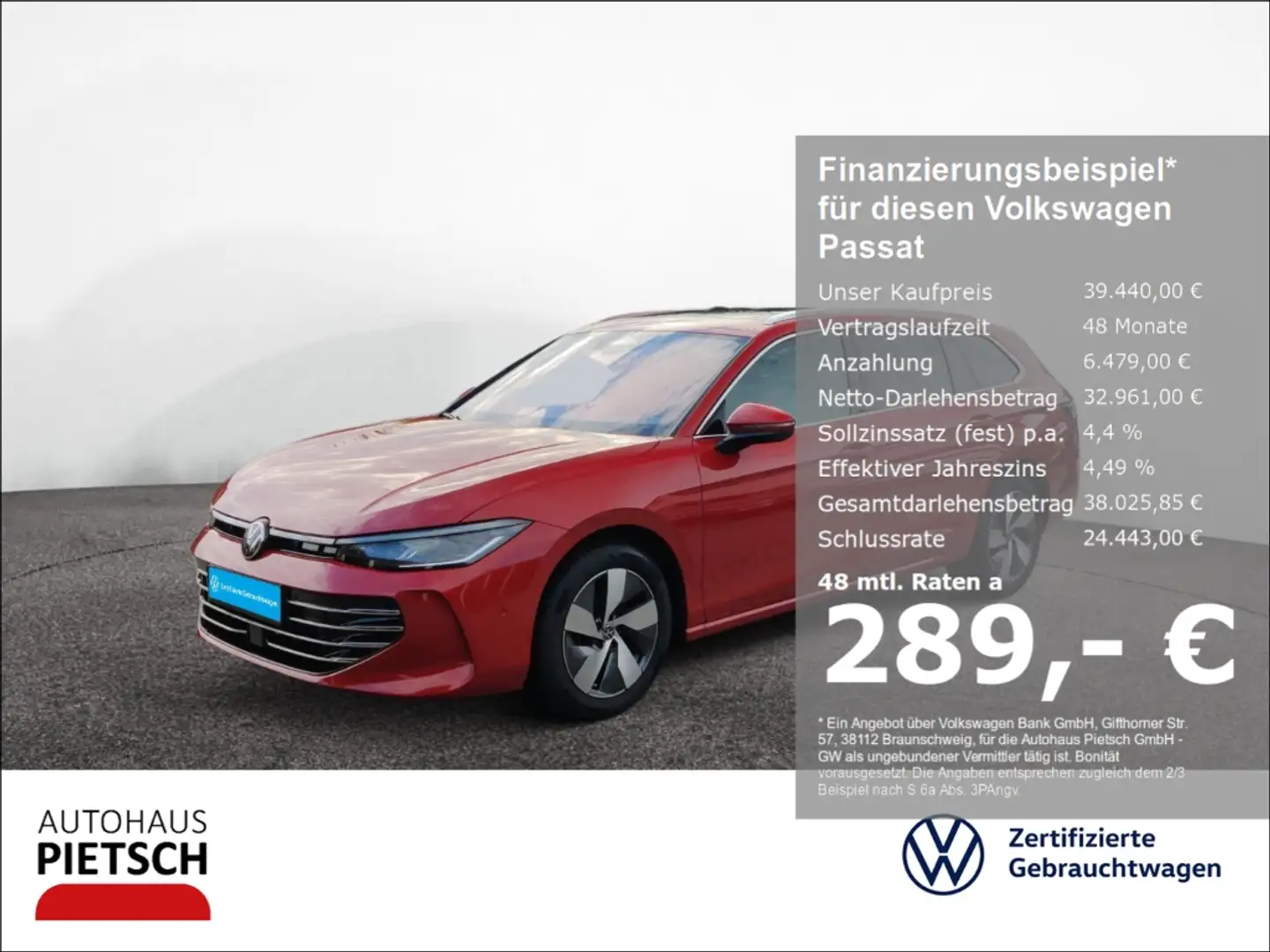 Volkswagen Passat 2.0 TDI Elegance AHK Pano Standhzg 360° Rot - 1