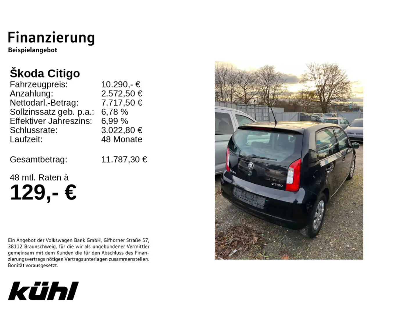 Skoda Citigo 1.0 Active Klima, Schwarz - 2