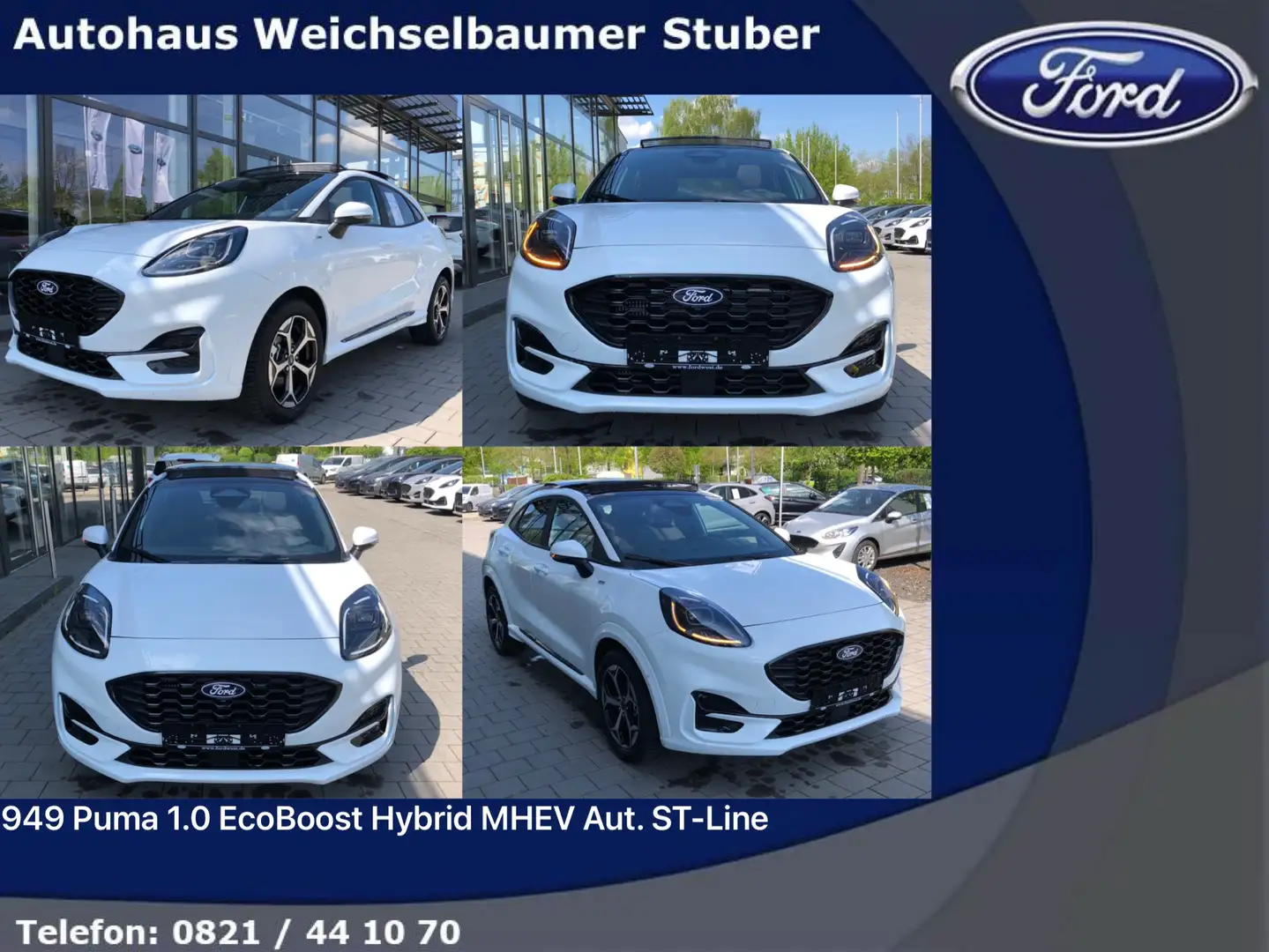 Ford Puma 949 Puma 1.0 EcoBoost Hybrid MHEV Autom. ST-Line Blanc - 1