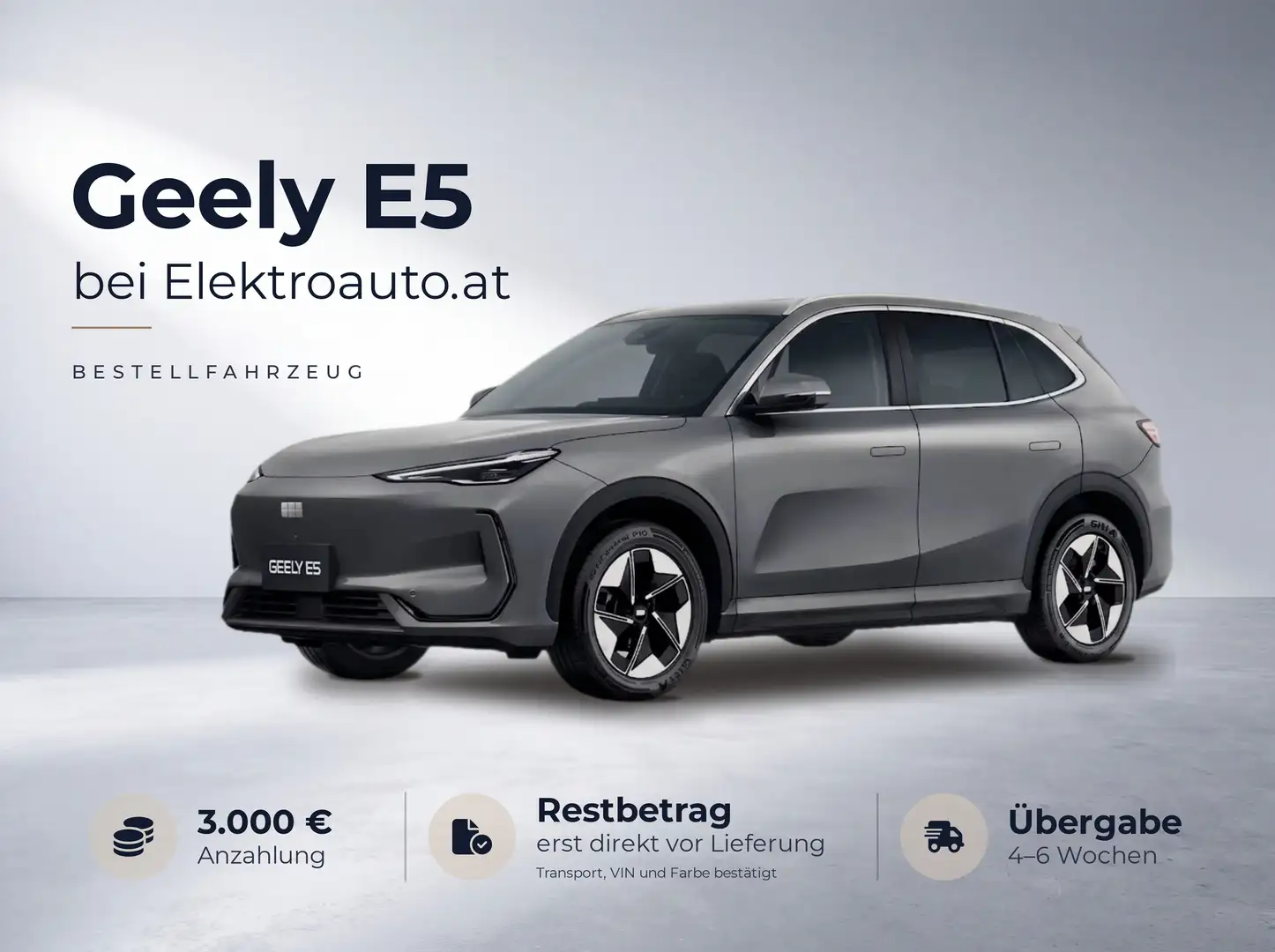 Geely E5 Pro+ 68kwh Preisvorteil 7.300 OHNE Konditionen (Eintausch, Leasing) 40.830 Listenpreis inkl. Metallic Lackierung Grau - 1
