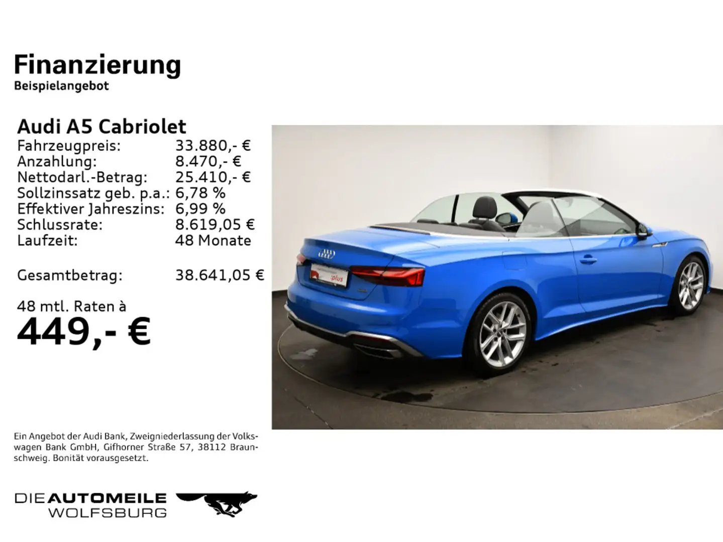 Audi A5 A5 Cabrio 40 TFSI S-tronic quattro 40 TFSI quatt Blau - 2