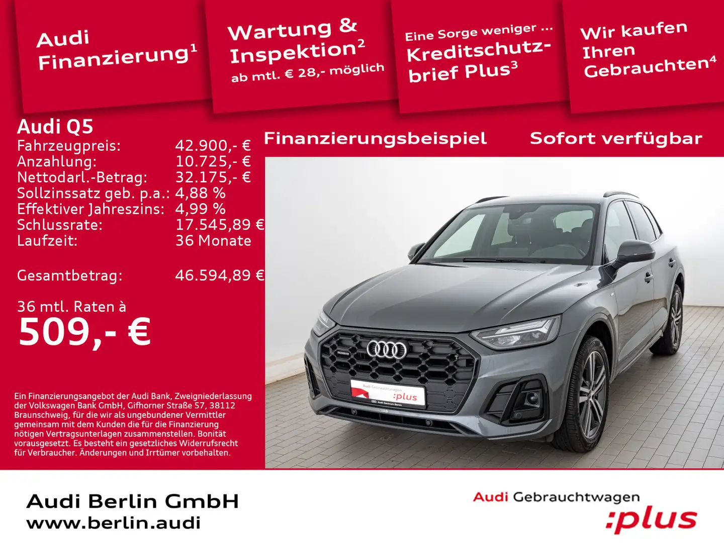 Audi Q5 S line 40 TDI qu.S tr. LED RFK NAVI VIRTUAL Grau - 1