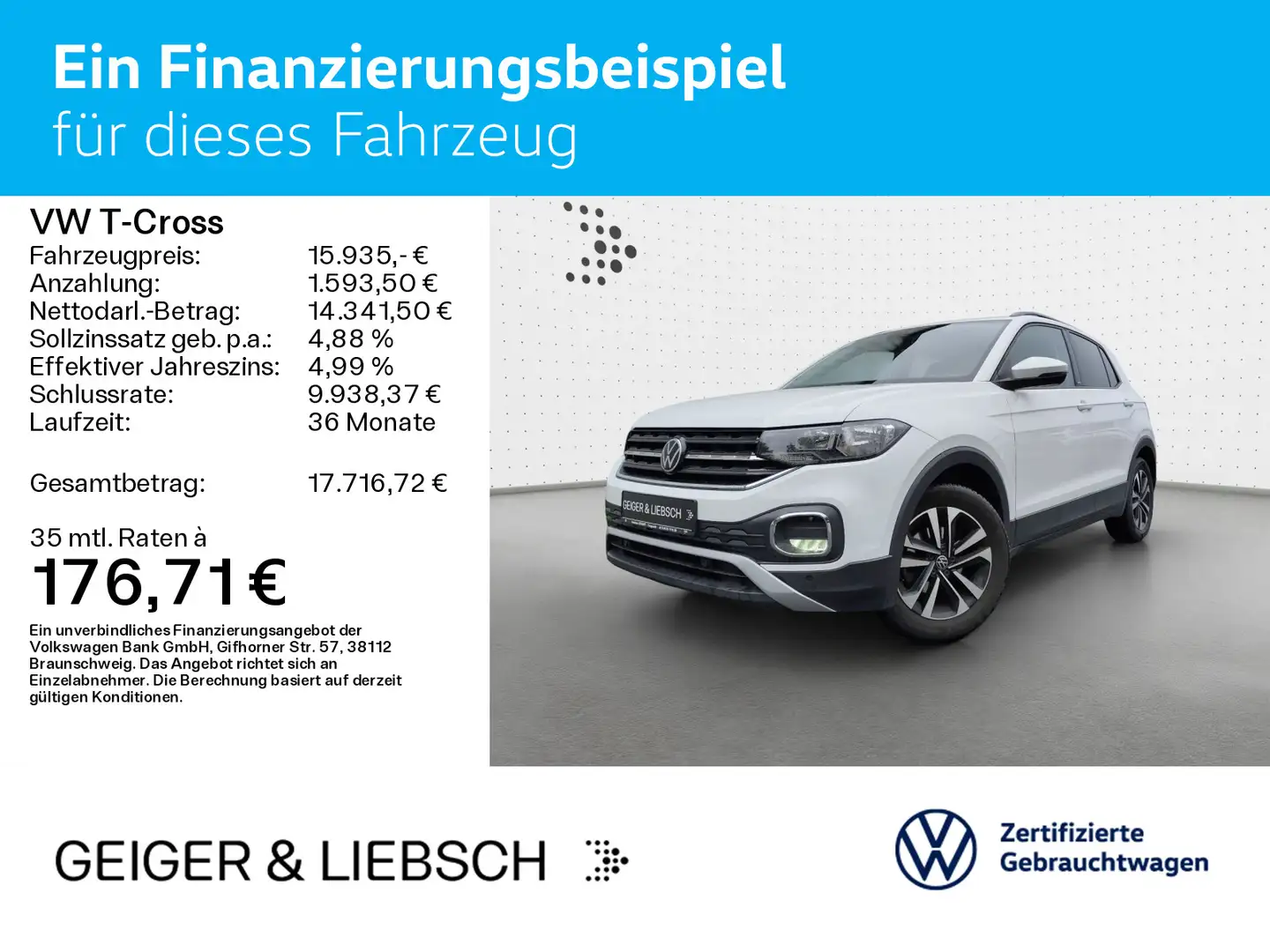 Volkswagen T-Cross Life 1.0 l TSI United Navi+lane/front Weiß - 2