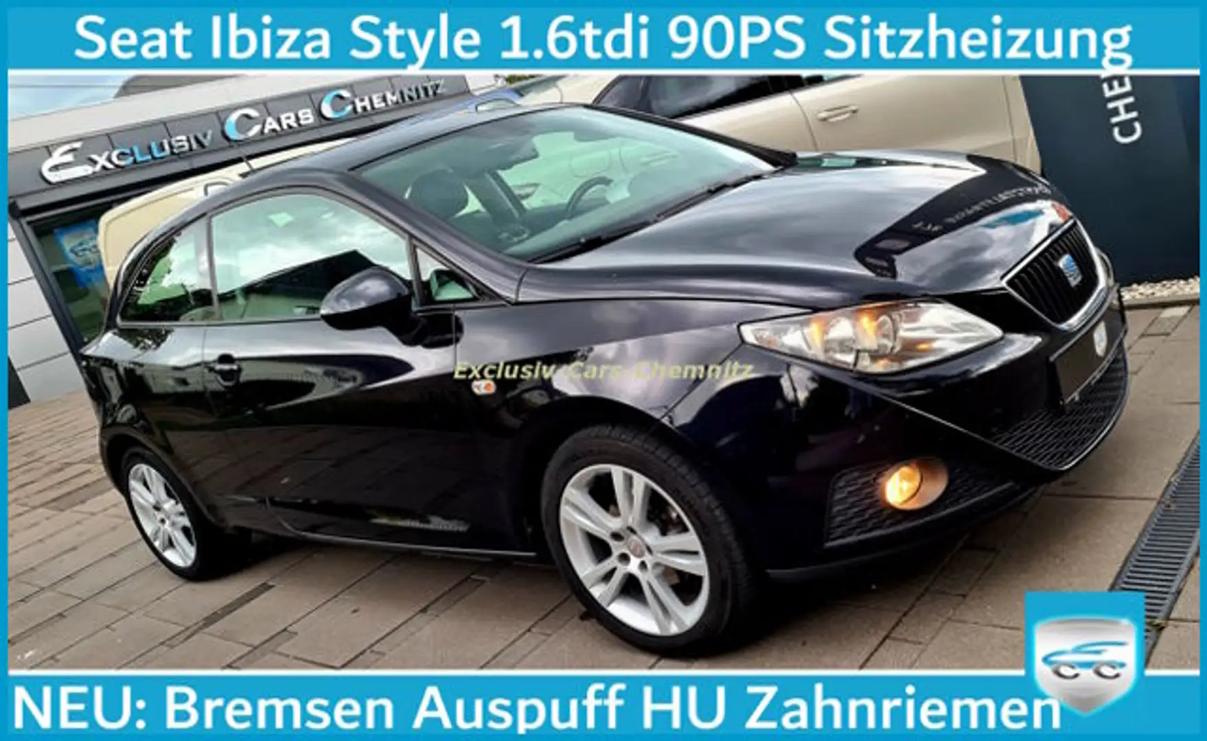 SEAT Ibiza Style 1.6tdi Sitzh. Klimaaut. Alu AHK PDC Stylance Schwarz - 1