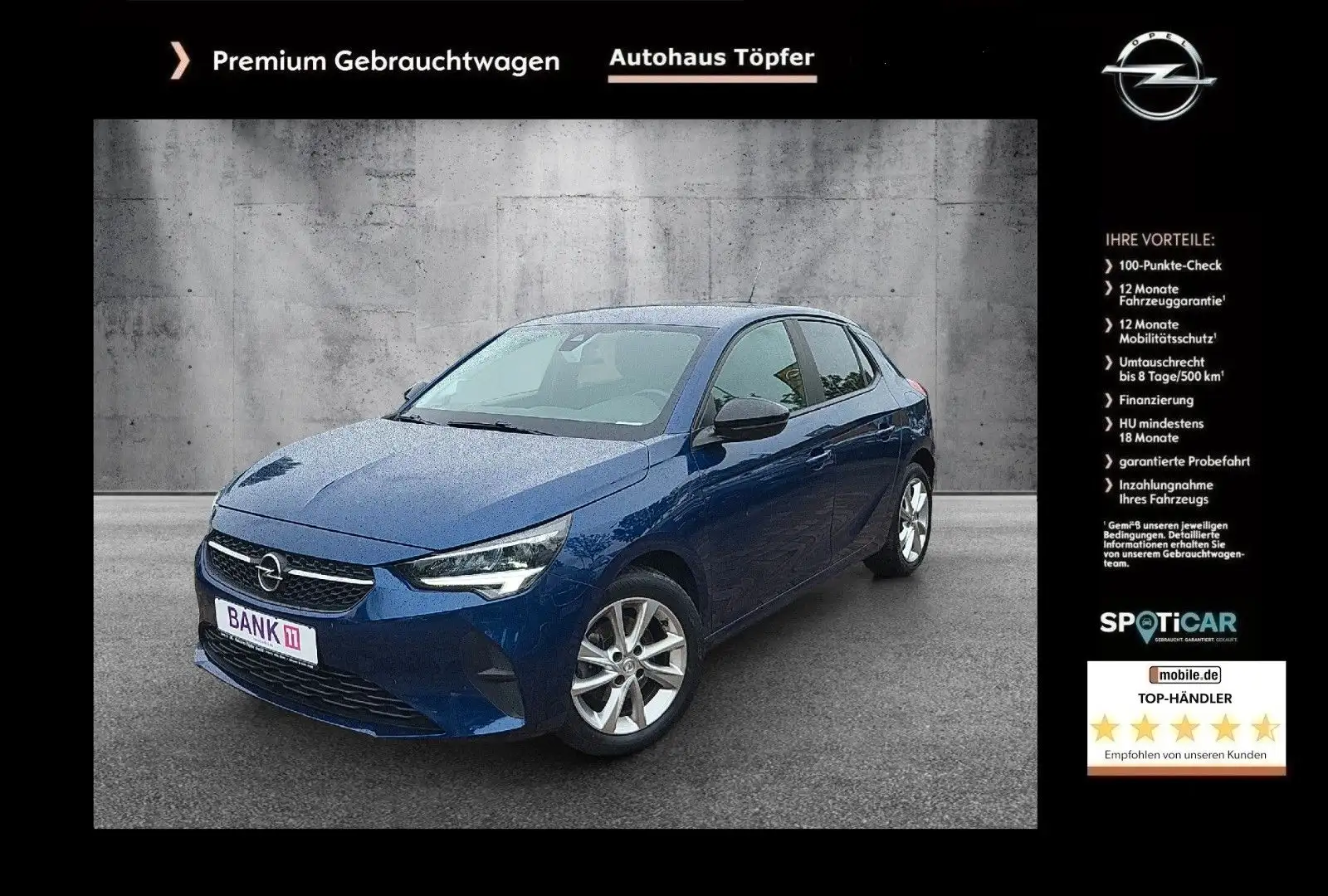 Opel Corsa F 1.2T Edition Navi/LED-Licht/Sitzheizung Blau - 1