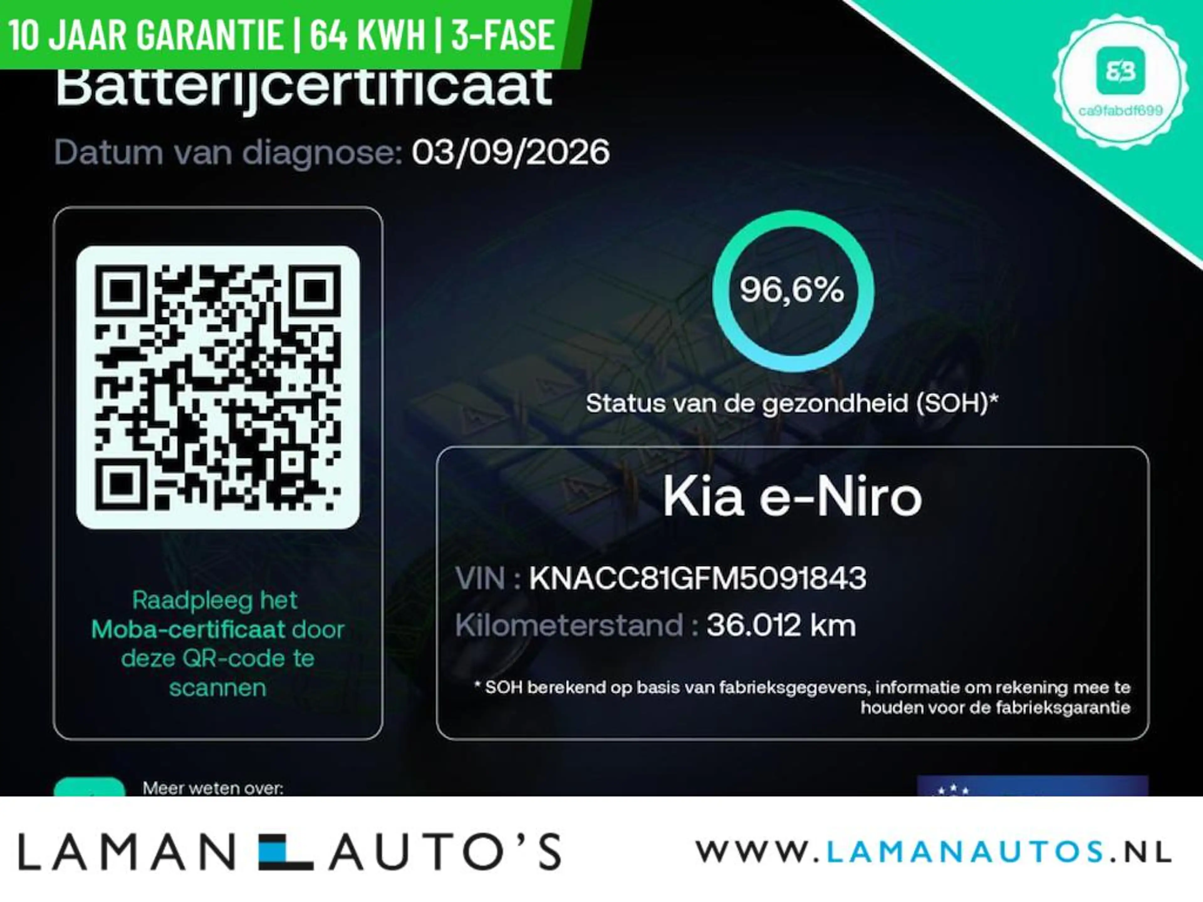 Kia e-Niro ExecutiveLine 64 kWh | SOH 97% | 3-fase | Open dak — photo 3