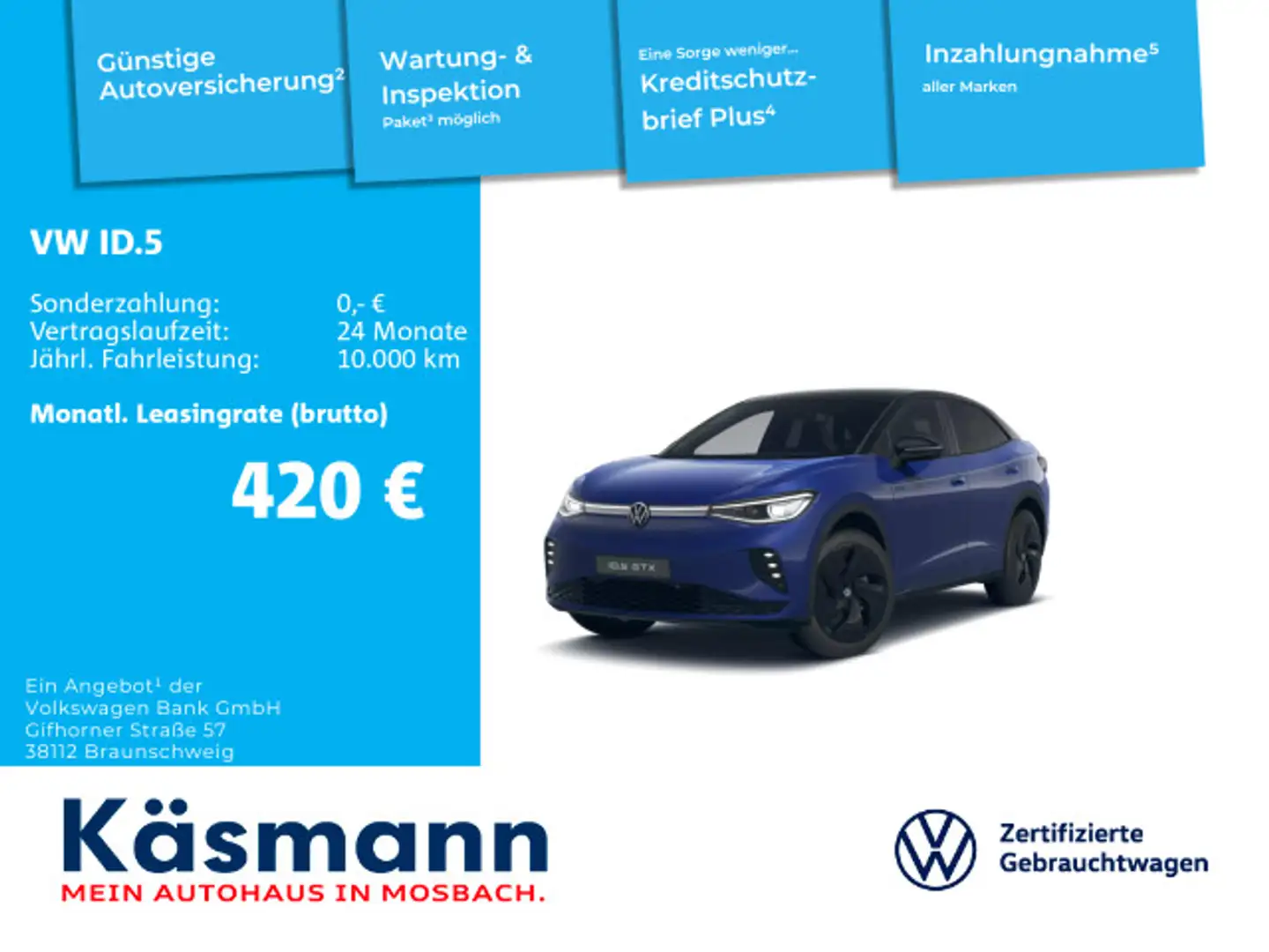 Volkswagen ID.5 GTX 4Motion VOLLAUSSTATTUNG Blau - 1