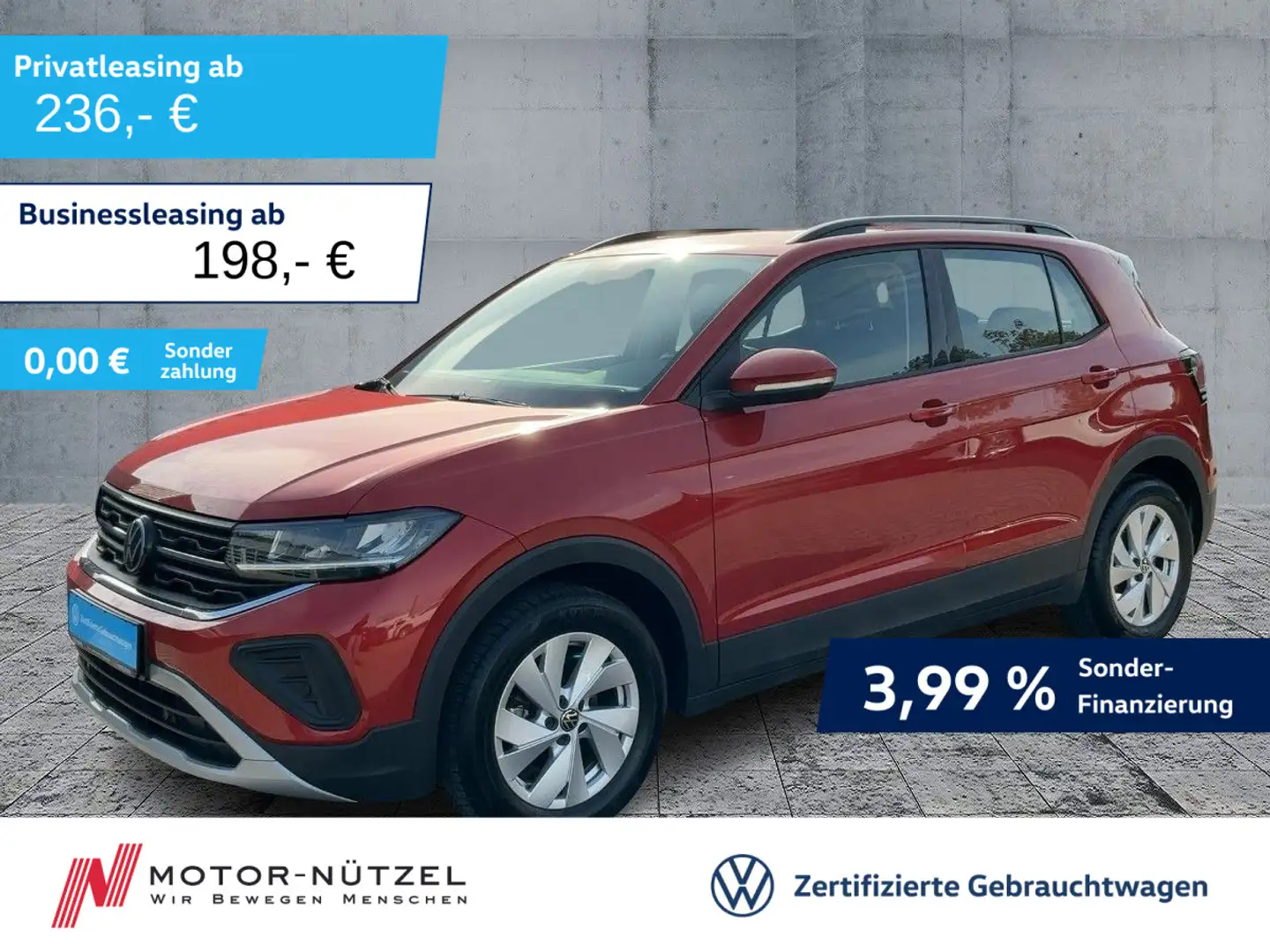 Volkswagen T-Cross 1.0 TSI LIFE 5JG+LED+NAVI+ACC+SHZ+DAB+VC Rot - 1