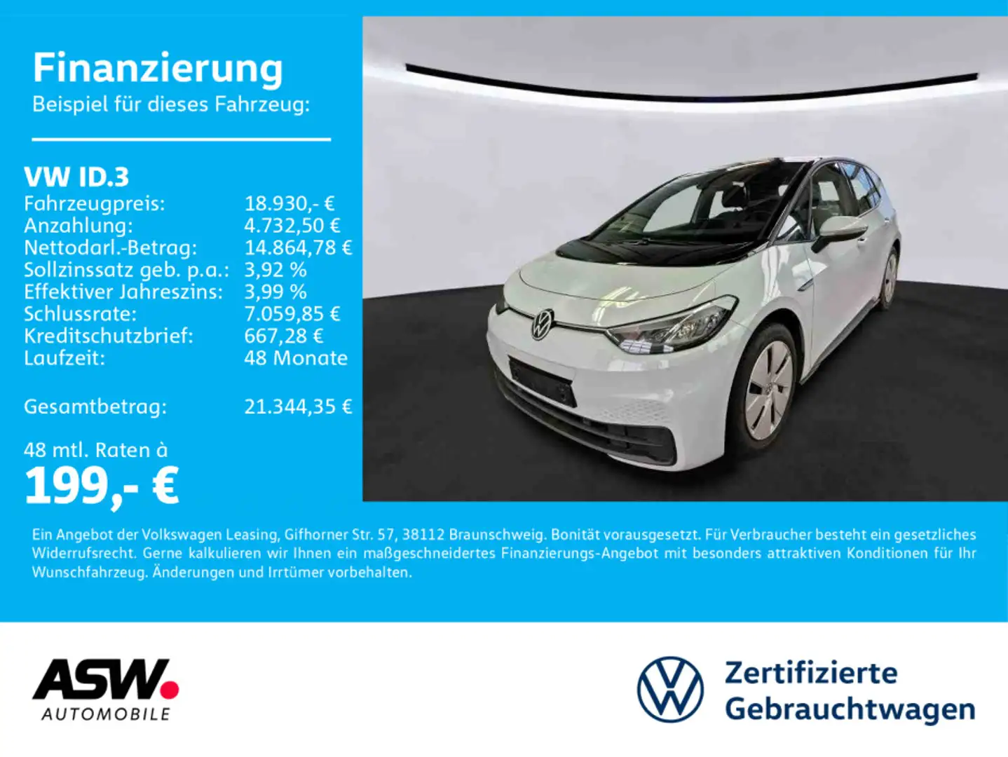 Volkswagen ID.3 Pro Performance Life LED Nav Wärmepumpe ACC Weiß - 1