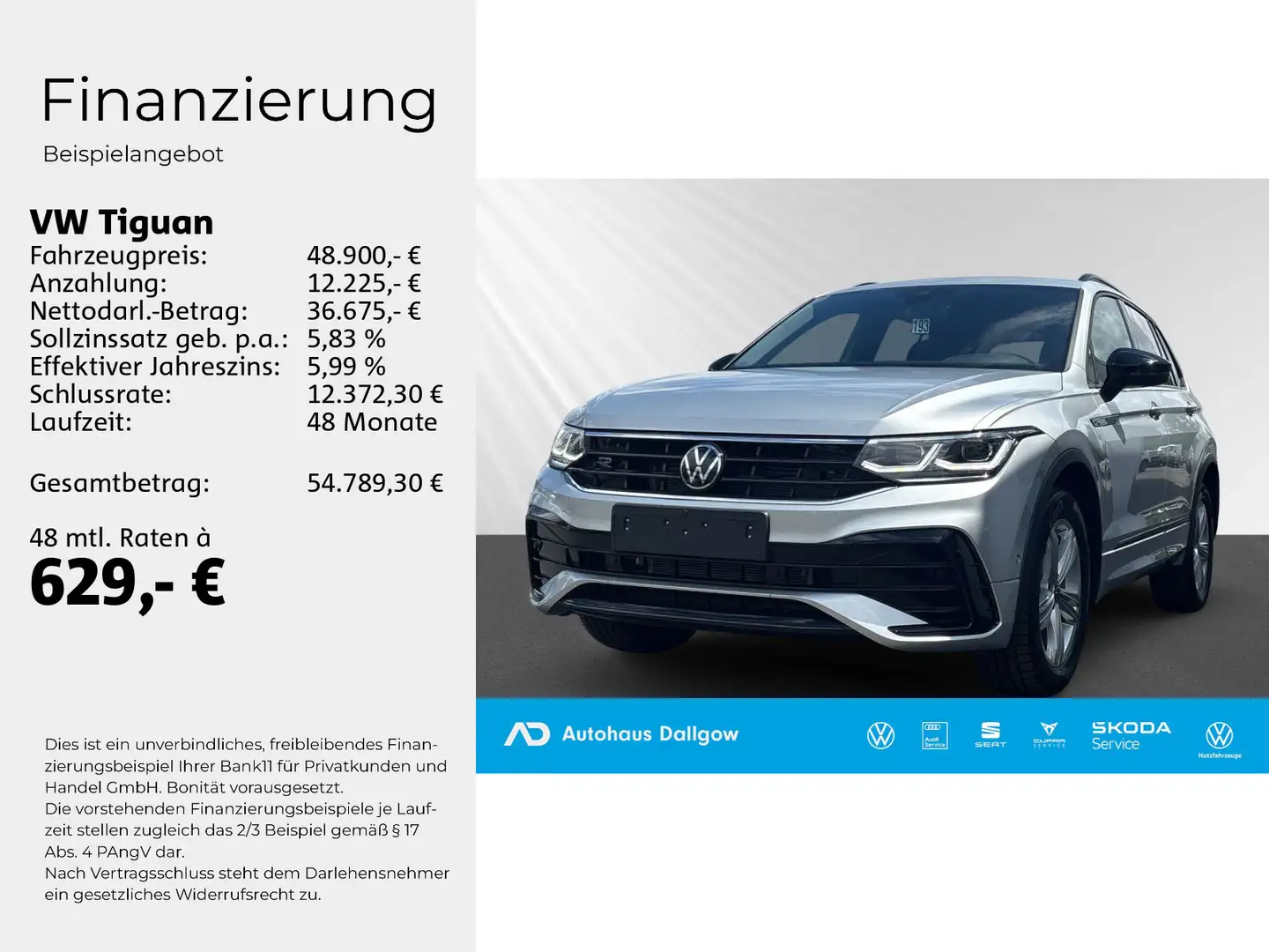 Volkswagen Tiguan R-Line 2,0 TSI 4MOTION 245PS DSG+LED+PDC+ Silber - 2