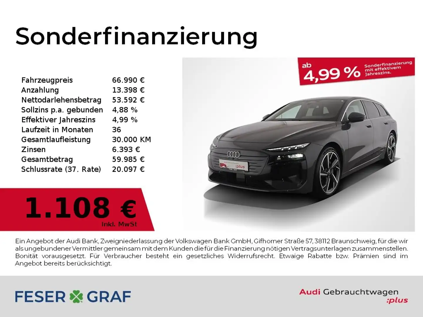 Audi A6 e-tron Avant performance AHK/Matrix/360°/Alu21/ACC Grau - 1