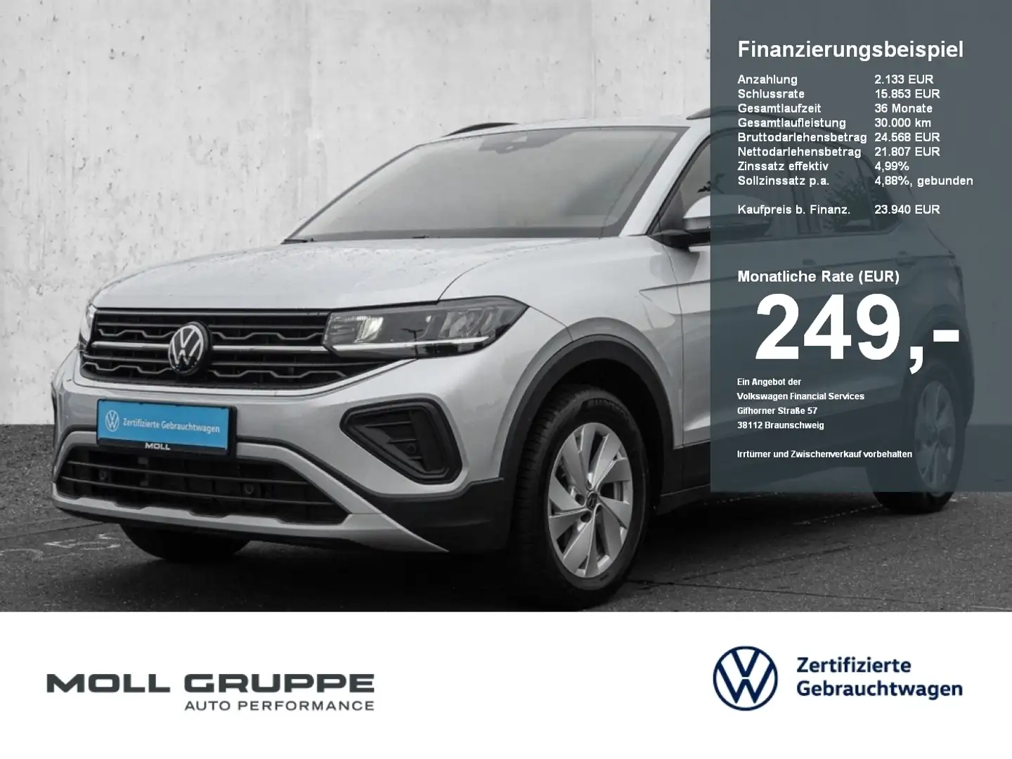 Volkswagen T-Cross 1.0 TSI Life KAM LED LM PDC SHZ SPURH Silber - 1