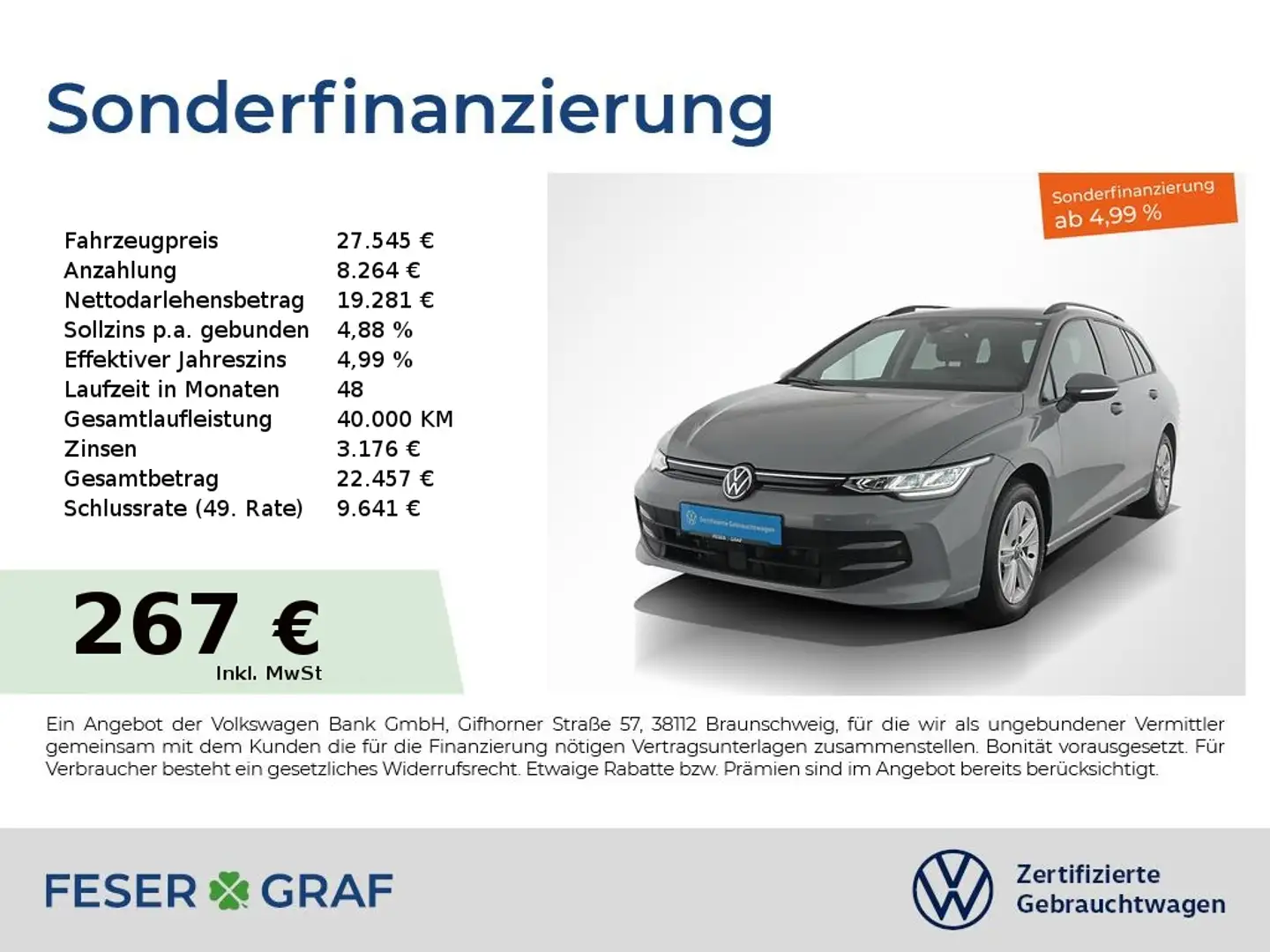 Volkswagen Golf Variant 1.5 TSI Life DSG Navi R-Kamera ACC Grau - 1