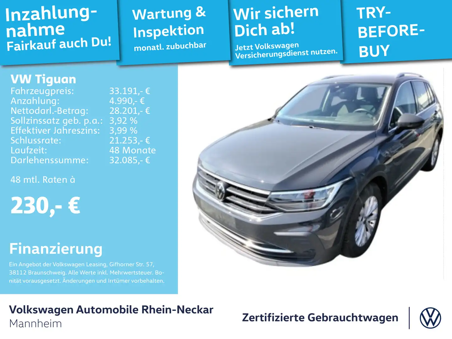 Volkswagen Tiguan 2.0 TDI Move DSG GAR-2029 Navi AHK Kamera Gris - 1