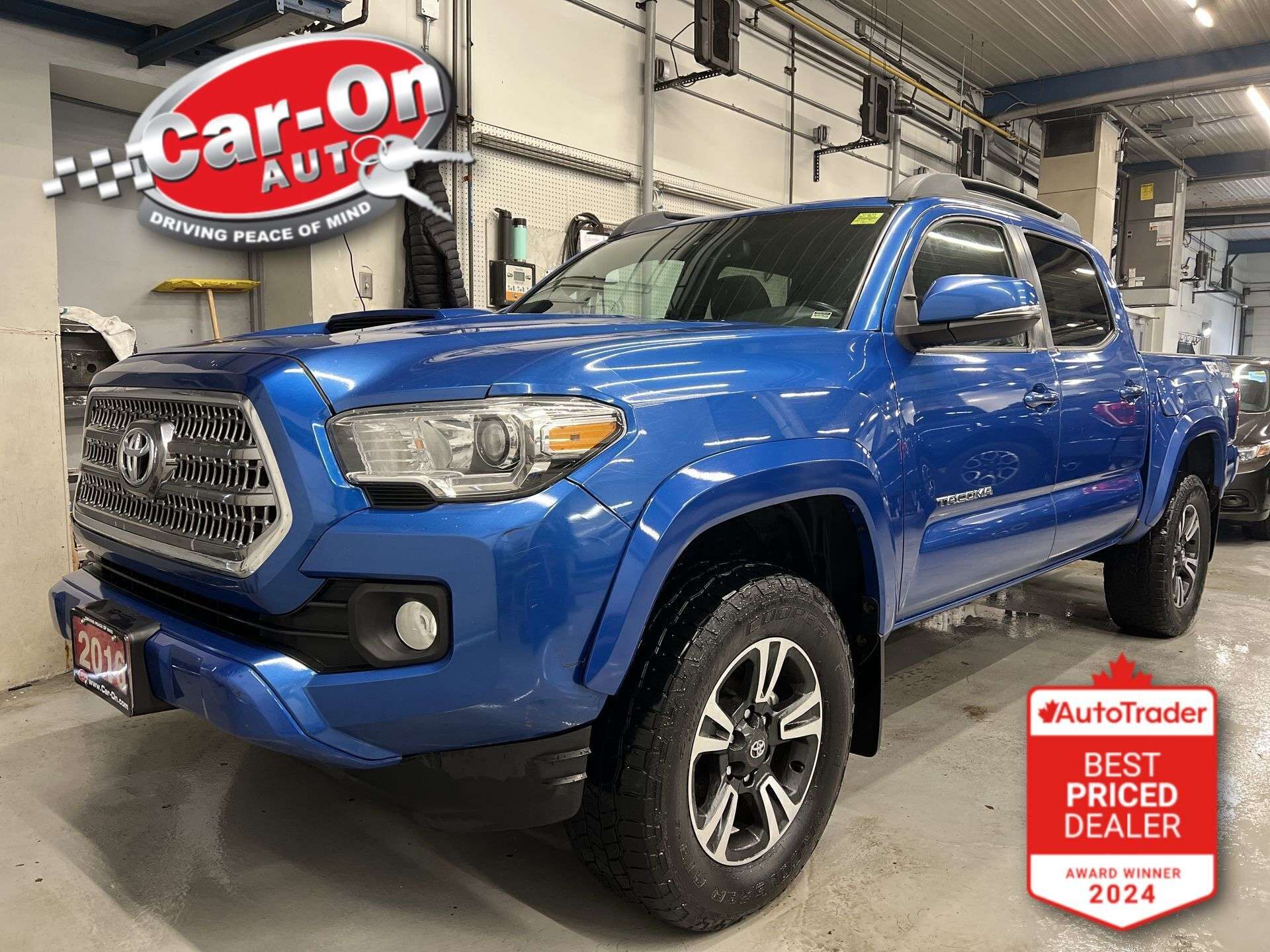 Blue 2016 Toyota Tacoma Double Cab V6 TRD Sport 4WD Pickup Truck Four-Wheel Drive Manual